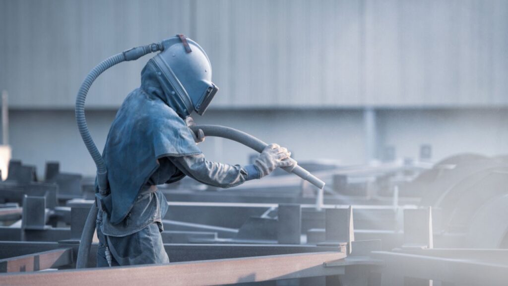 การทำความสะอาดเพื่อล้างสนิมด้วยการพ่นทราย Sand Blasting
